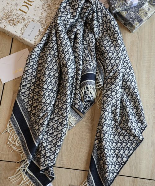 Dior Oblique Square Navy Blue Silk Twill Scarf 150cm/59in 