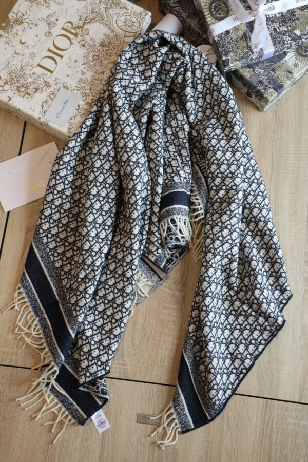 Dior Oblique Square Navy Blue Silk Twill Scarf 150cm/59in