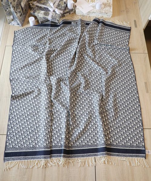 Dior Oblique Square Navy Blue Silk Twill Scarf 150cm/59in 