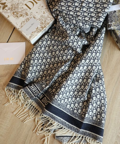 Dior Oblique Square Navy Blue Silk Twill Scarf 150cm/59in 