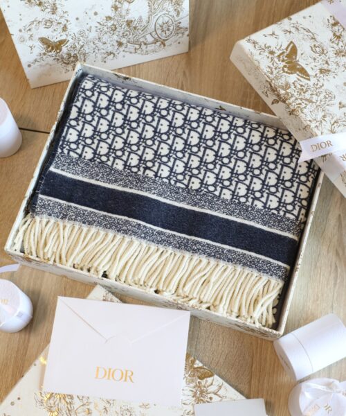 Dior Oblique Square Navy Blue Silk Twill Scarf 150cm/59in 