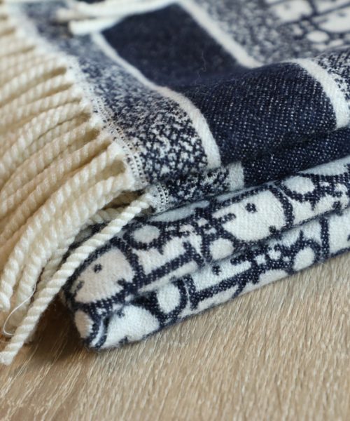 Dior Oblique Square Navy Blue Silk Twill Scarf 150cm/59in 