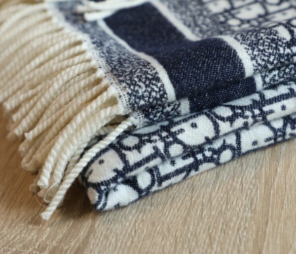 Dior Oblique Square Navy Blue Silk Twill Scarf 150cm/59in