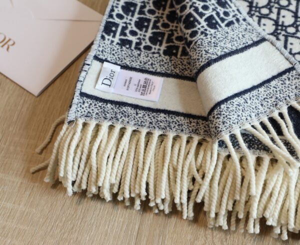 Dior Oblique Square Navy Blue Silk Twill Scarf 150cm/59in