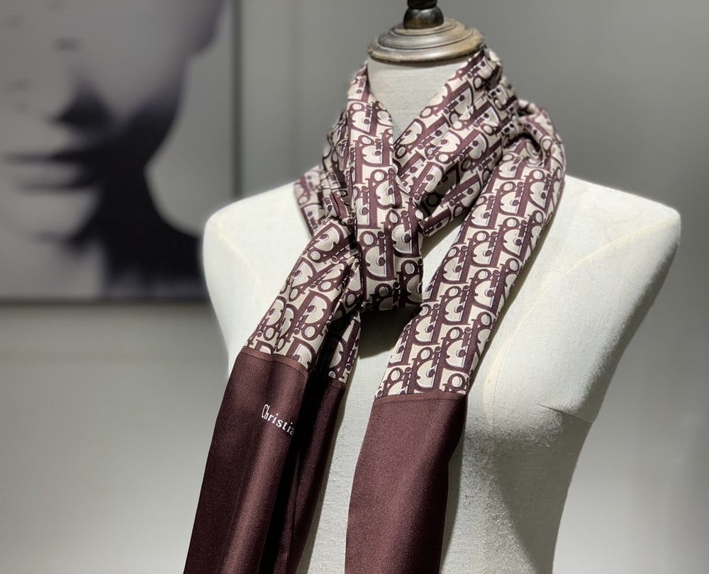 Dior Oblique Stole Scarf Brown 71in/180cm 