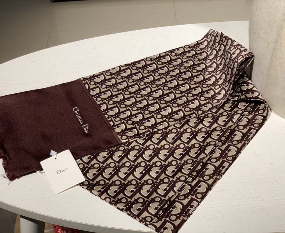 Dior Oblique Stole Scarf Brown 71in/180cm 