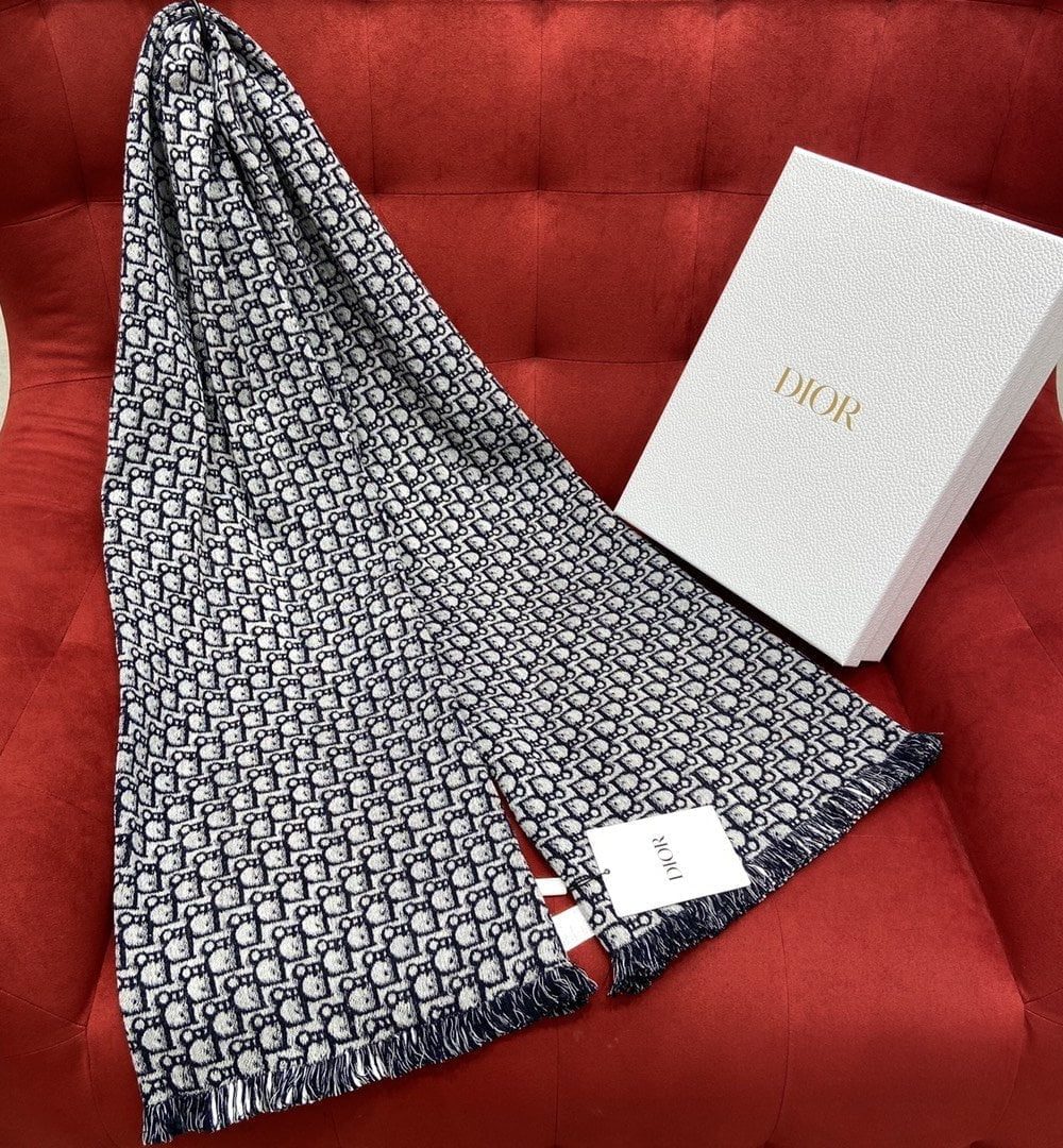 Dior Oblique University Reversible Scarf Blue 79in/200cm 