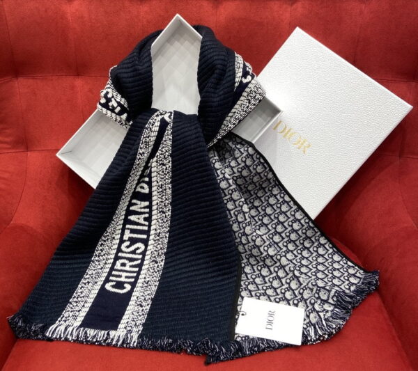 Dior Oblique University Reversible Scarf Blue 79in/200cm 