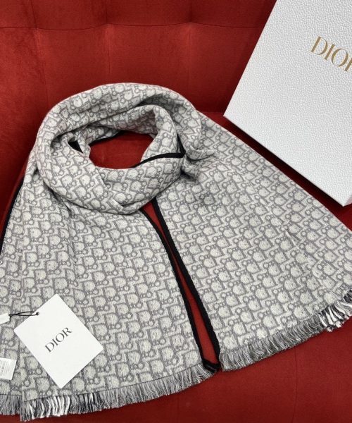 Dior Oblique University Reversible Scarf Green Grey 79in/200cm 