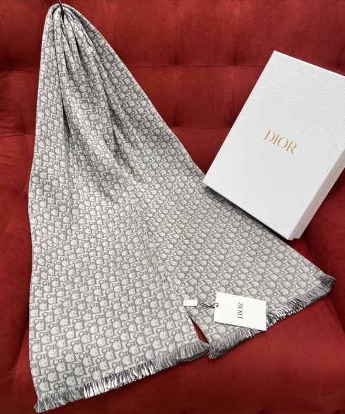 Dior Oblique University Reversible Scarf Green Grey 79in/200cm 