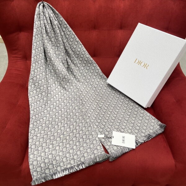 Dior Oblique University Reversible Scarf Green Grey 79in/200cm