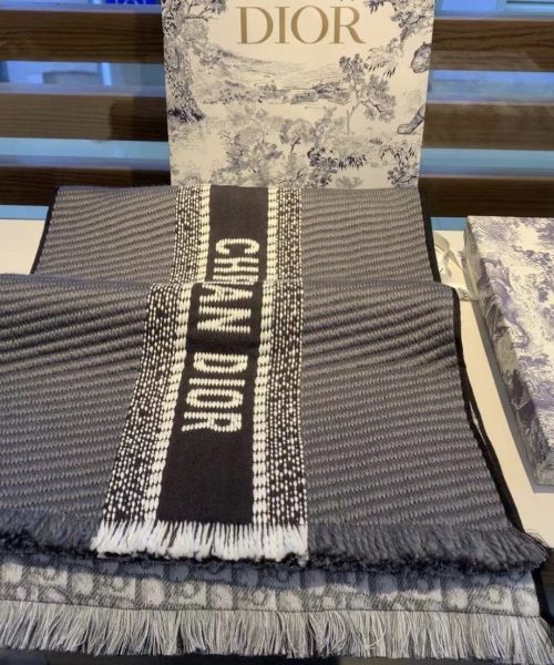 Dior Oblique University Reversible Scarf Grey 79in/200cm 
