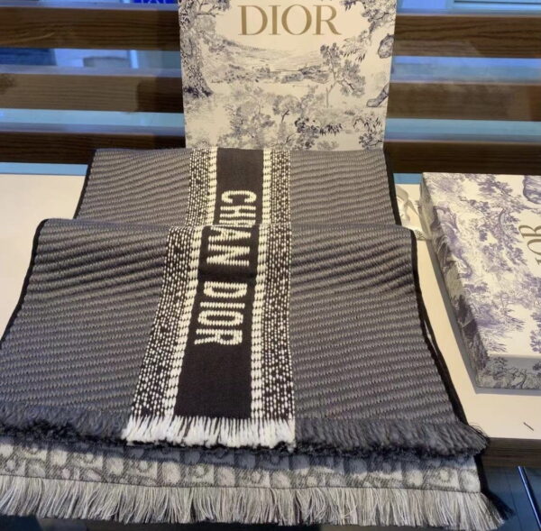 Dior Oblique University Reversible Scarf Grey 79in/200cm