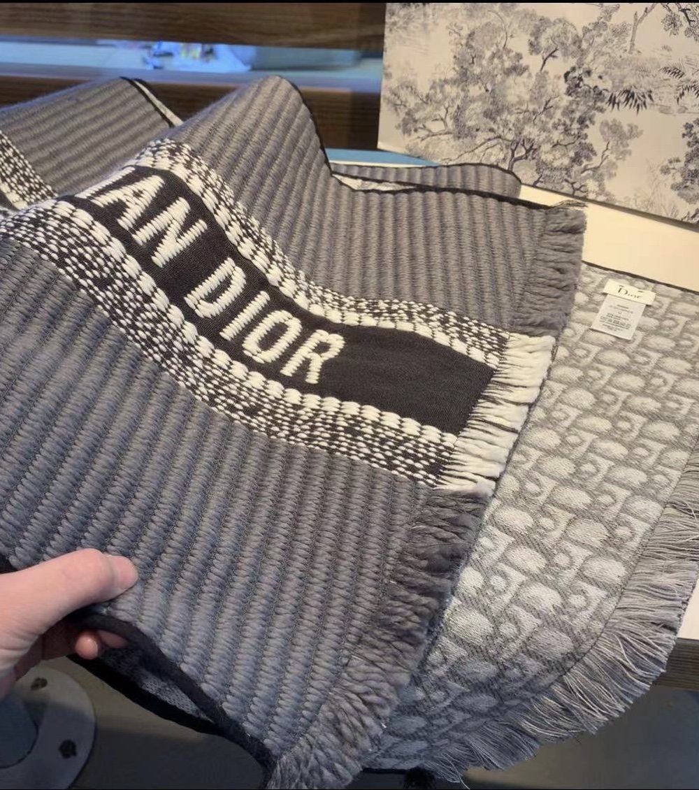 Dior Oblique University Reversible Scarf Grey 79in/200cm 