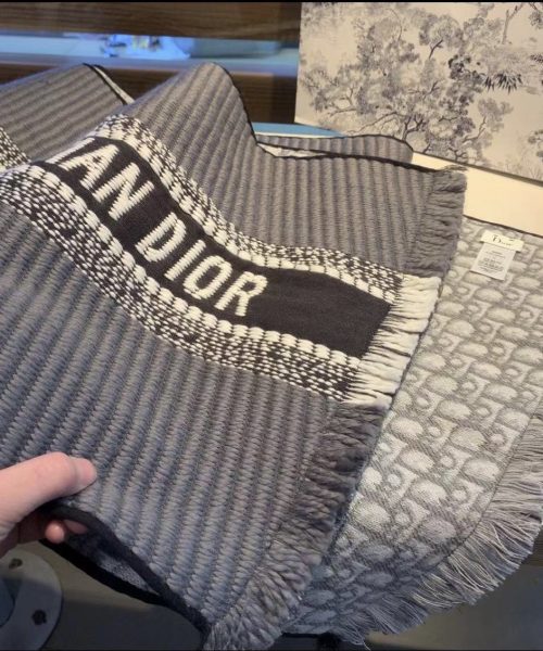 Dior Oblique University Reversible Scarf Grey 79in/200cm 