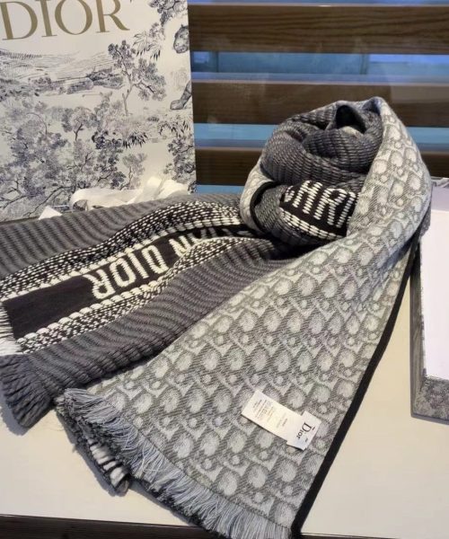 Dior Oblique University Reversible Scarf Grey 79in/200cm 