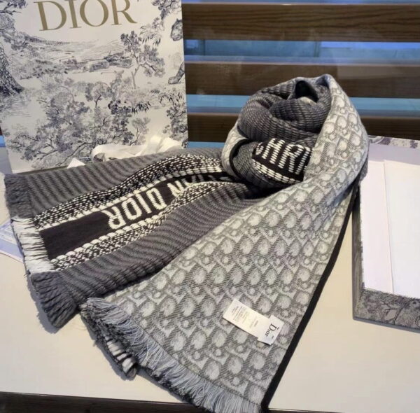 Dior Oblique University Reversible Scarf Grey 79in/200cm