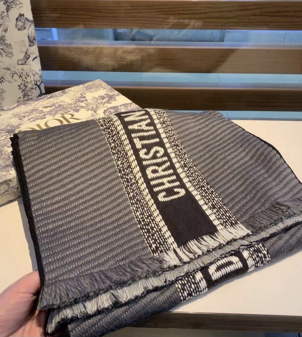 Dior Oblique University Reversible Scarf Grey 79in/200cm 