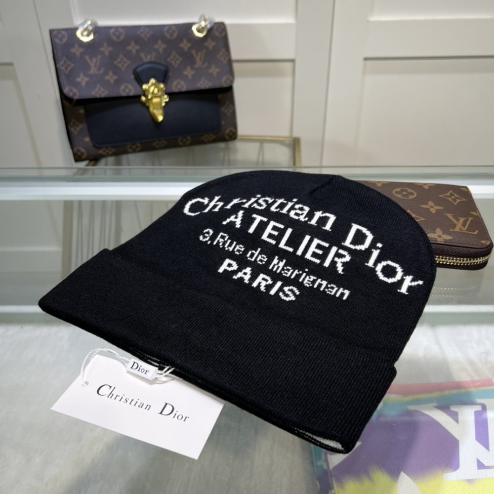 Dior Pompom Beanie In Black - Image 4