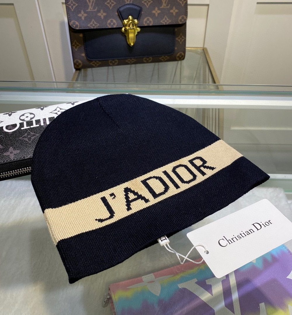 Dior Pompom Beanie In Black