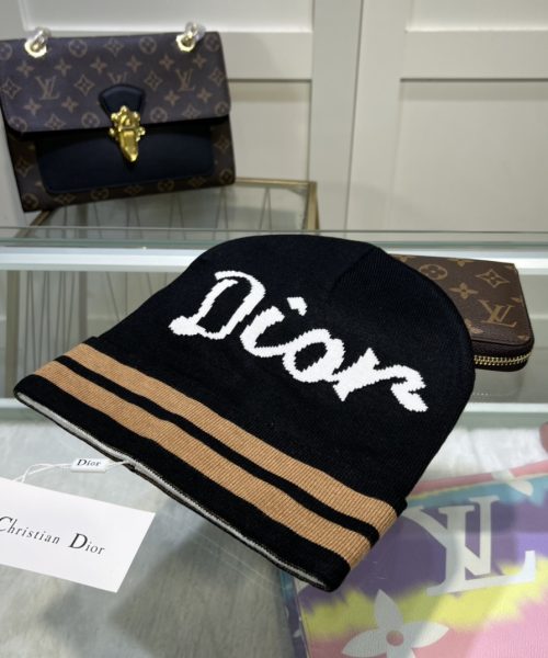 Dior Pompom Beanie In Black