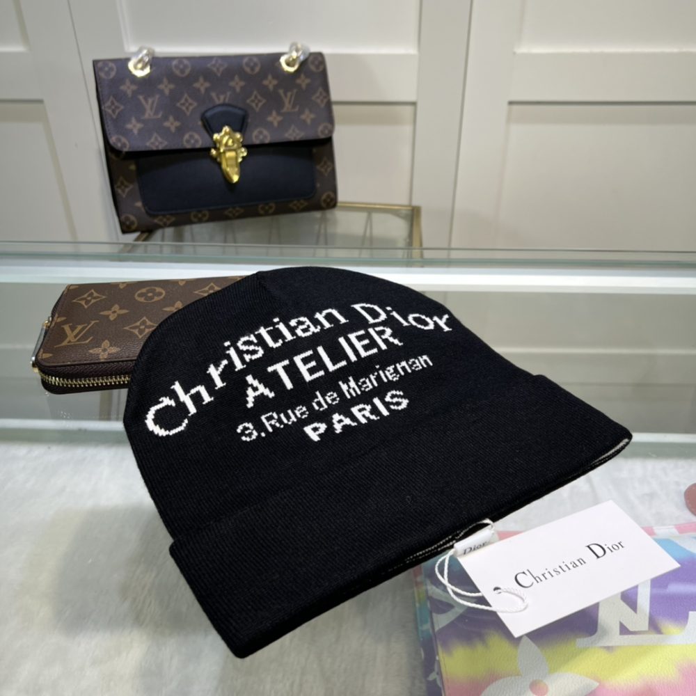 Dior Pompom Beanie In Black - Image 3