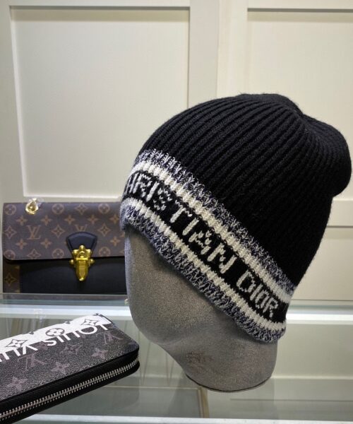 Dior Pompom Beanie In Black