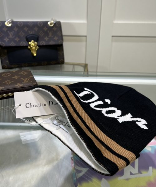 Dior Pompom Beanie In Black