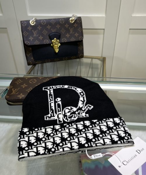 Dior Pompom Beanie In Black