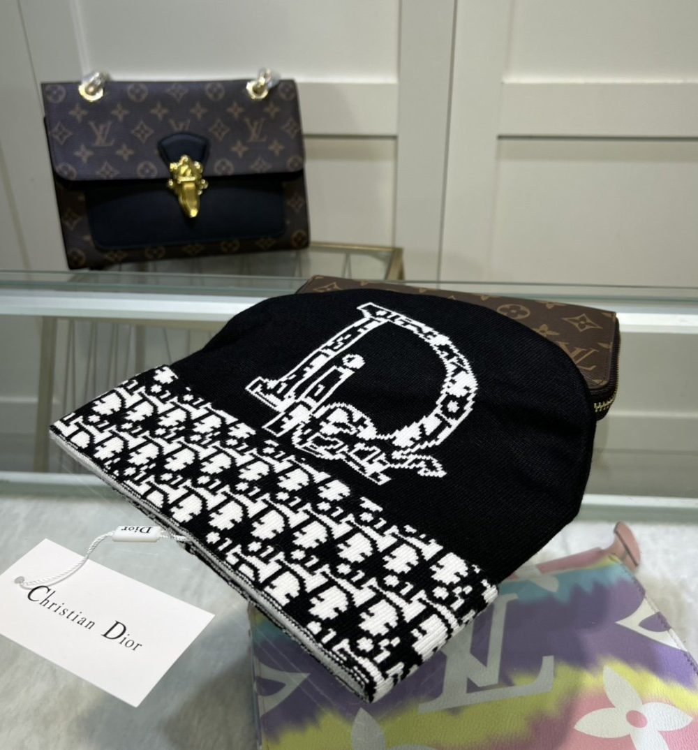 Dior Pompom Beanie In Black