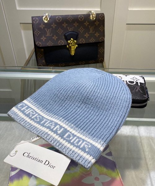Dior Pompom Beanie In Blue