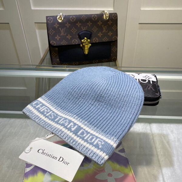 Dior Pompom Beanie In Blue