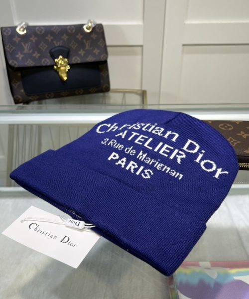 Dior Pompom Beanie In Blue
