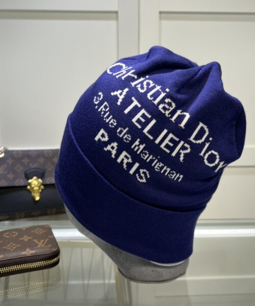 Dior Pompom Beanie In Blue