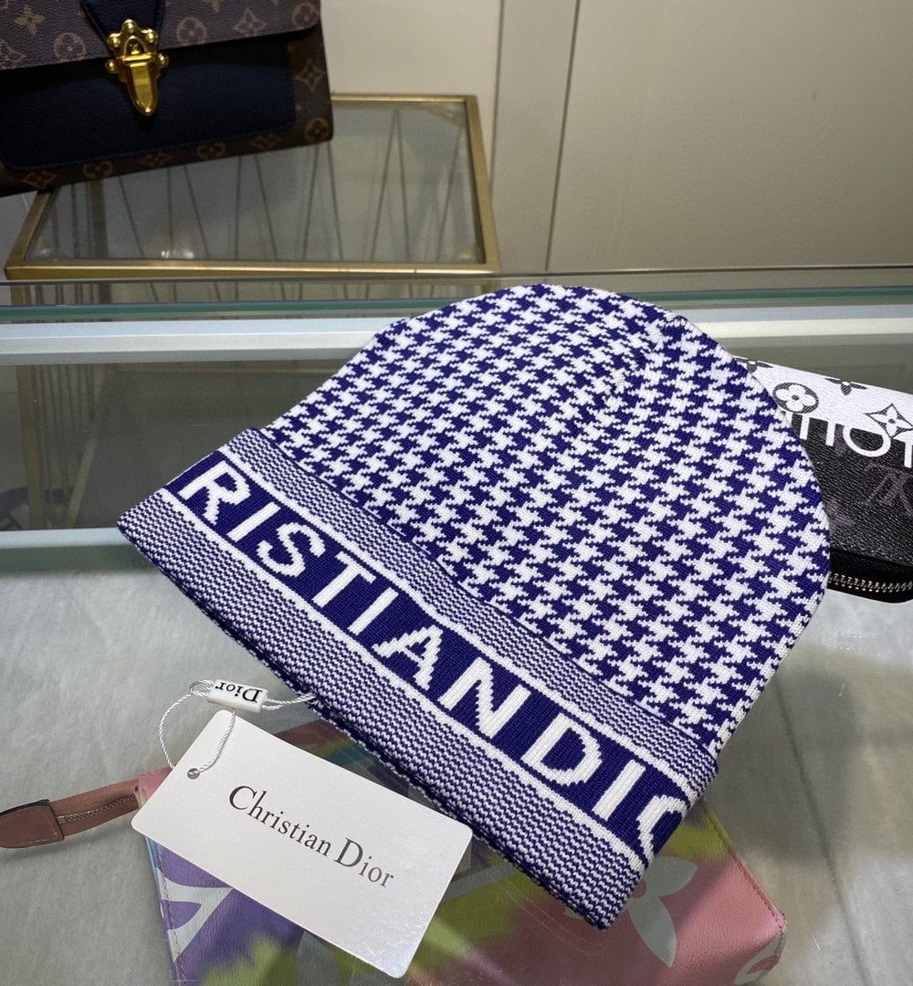 Dior Pompom Beanie In Blue