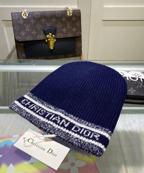 Dior Pompom Beanie In Blue