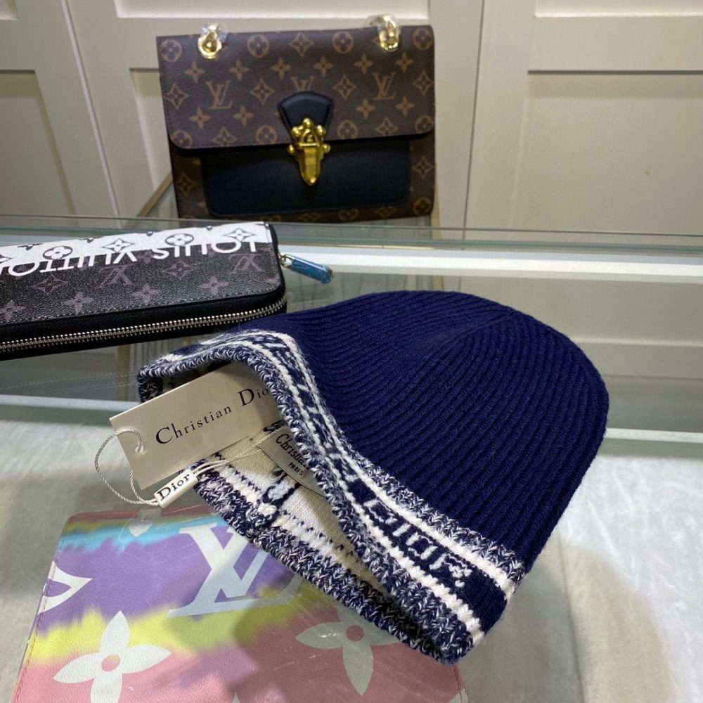 Dior Pompom Beanie In Blue - Image 2