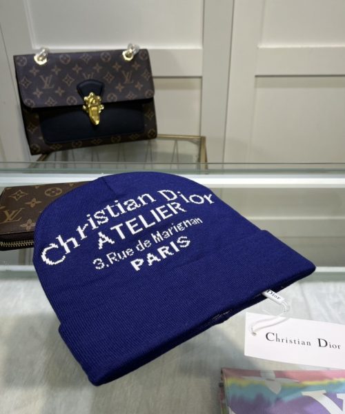 Dior Pompom Beanie In Blue