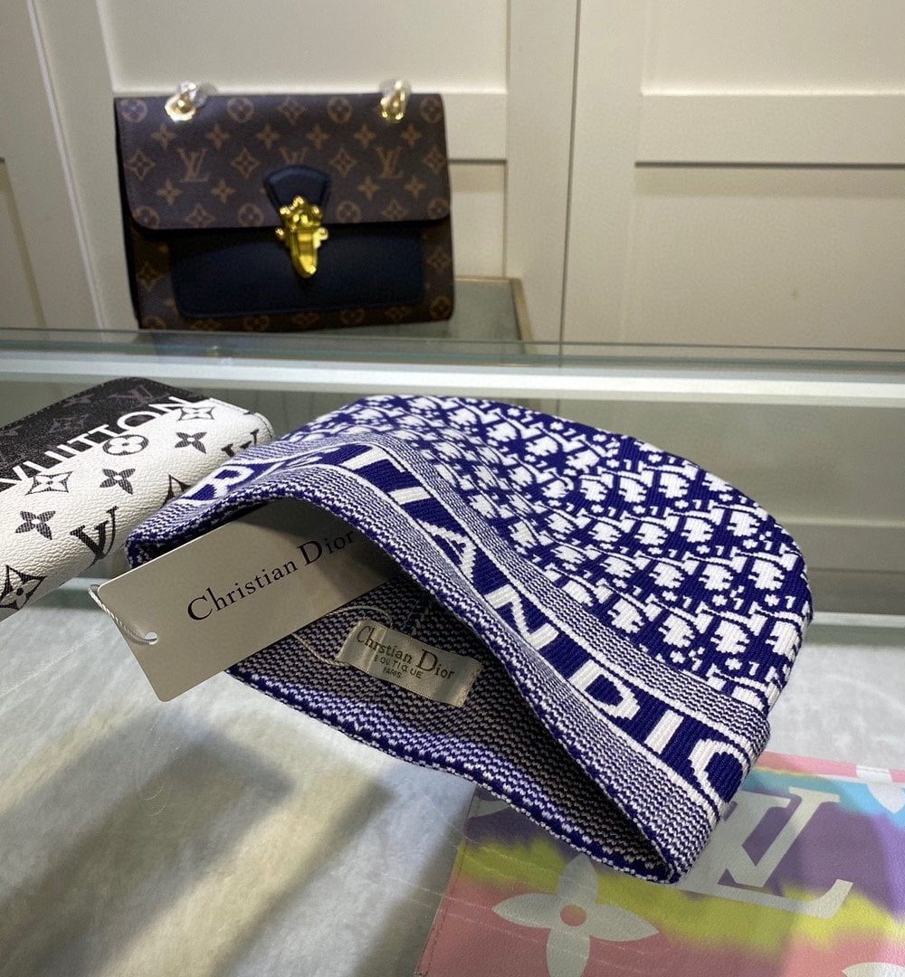 Dior Pompom Beanie In Blue