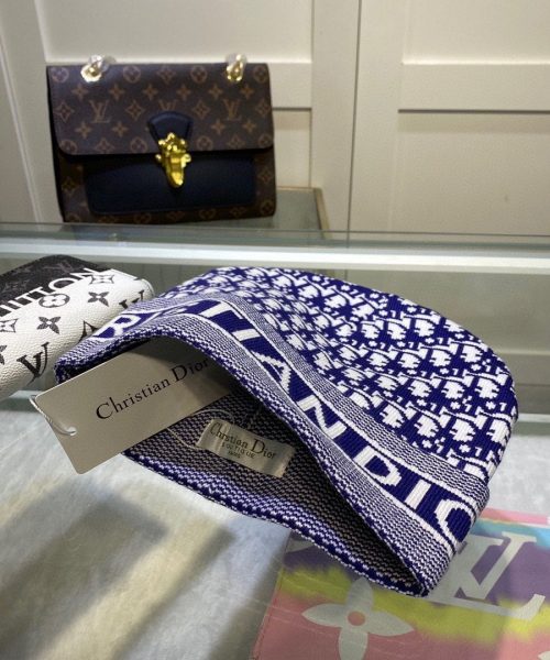 Dior Pompom Beanie In Blue