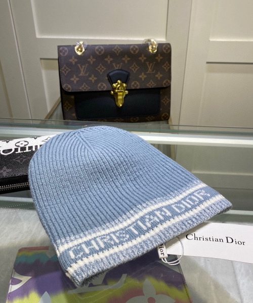 Dior Pompom Beanie In Blue