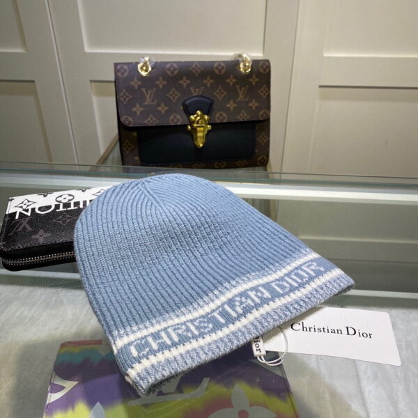 Dior Pompom Beanie In Blue