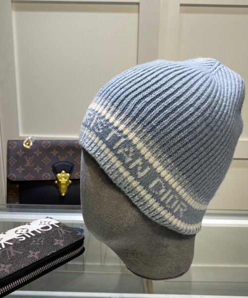 Dior Pompom Beanie In Blue