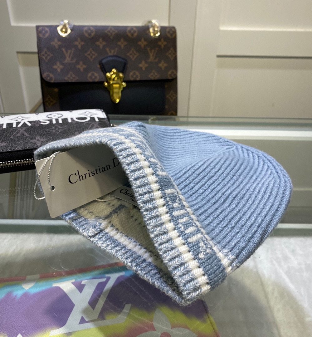 Dior Pompom Beanie In Blue