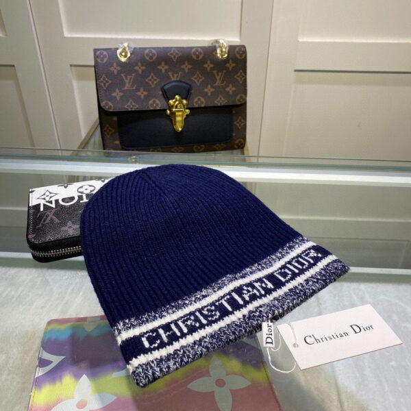 Dior Pompom Beanie In Blue