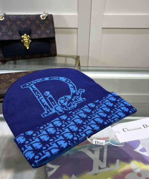 Dior Pompom Beanie In Blue