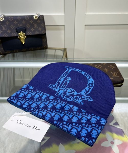 Dior Pompom Beanie In Blue