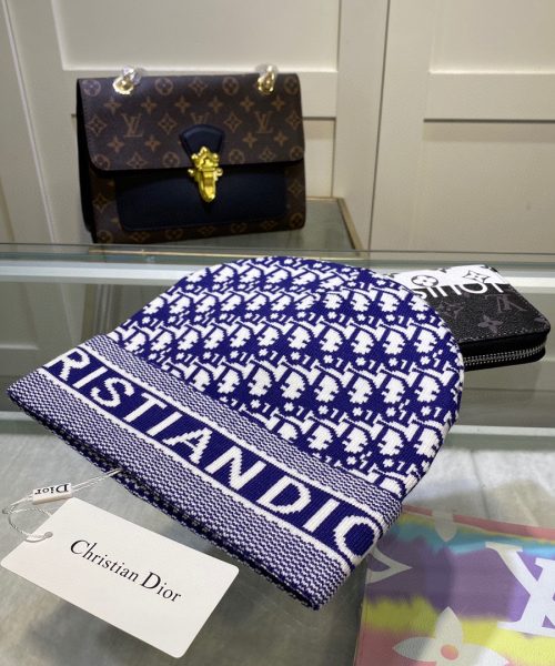 Dior Pompom Beanie In Blue