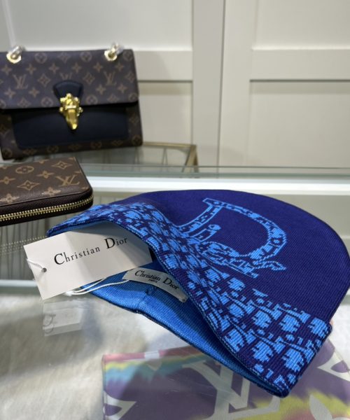 Dior Pompom Beanie In Blue