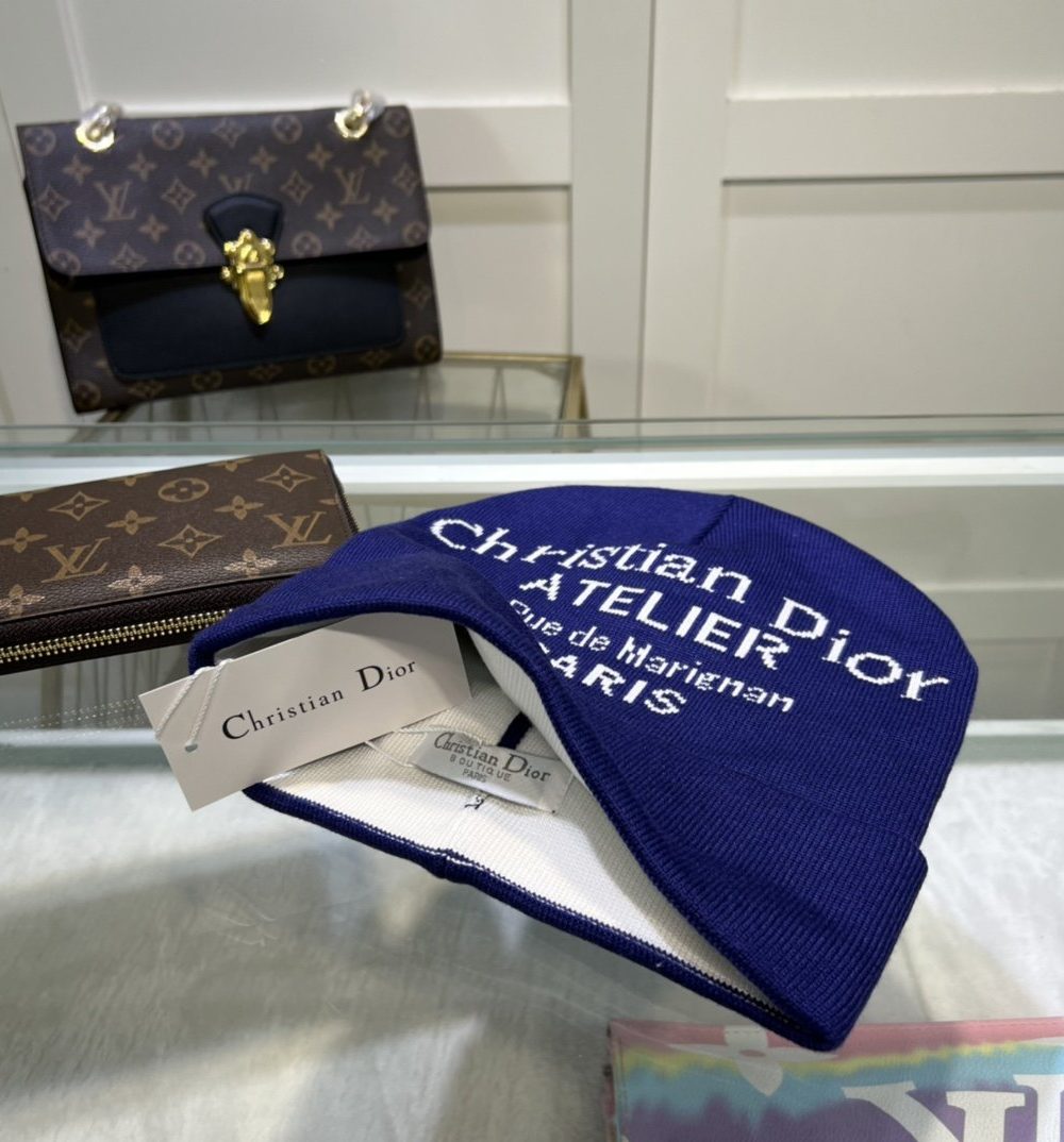 Dior Pompom Beanie In Blue